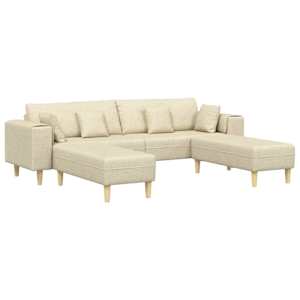 Pohovka s polštářem 3 pcs Krémová textil - obrázek 2