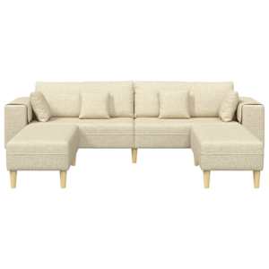 Pohovka s polštářem 3 pcs Krémová textil - obrázek 4