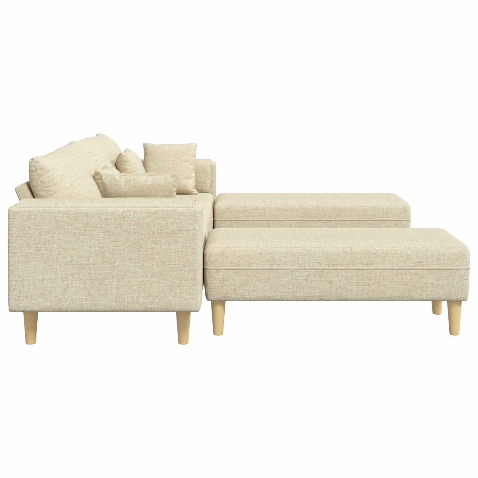 Sofa 3 Stk. Creme Stoff – Ansicht 5