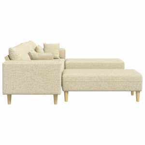 Pohovka s polštářem 3 pcs Krémová textil - obrázek 5