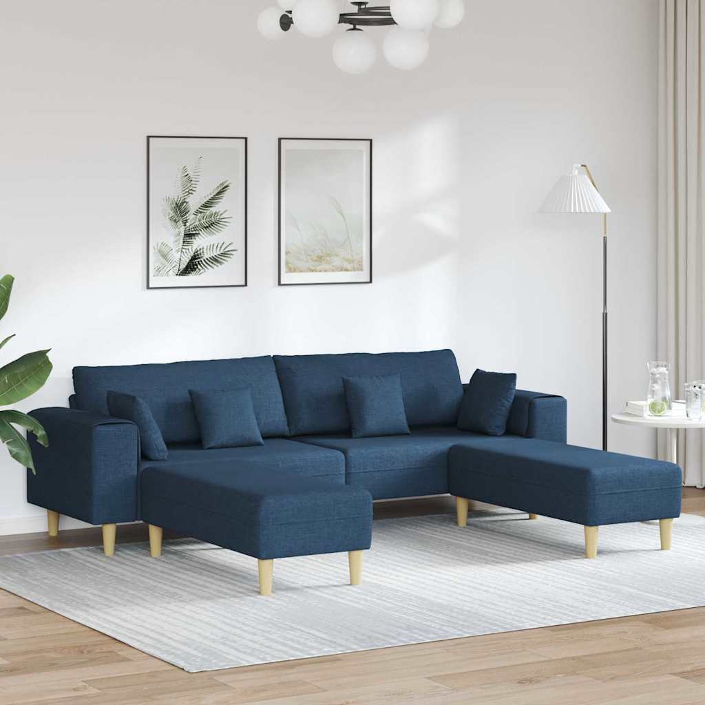 Stof sofa med pude 3 pcs Blå 208 cm Stof