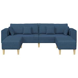 Pohovka s polštářem 3 pcs Modrá textil - obrázek 4