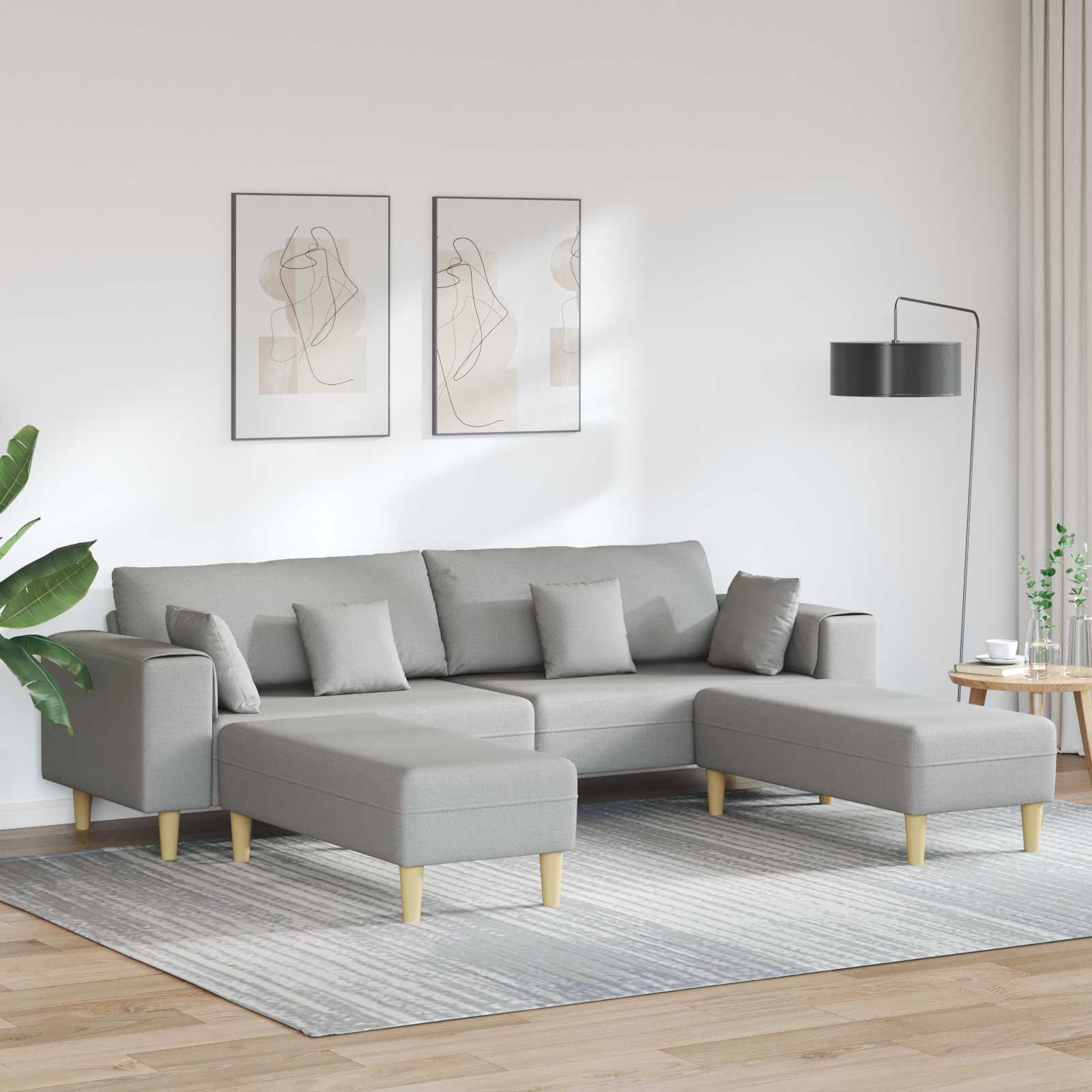 vidaXL Sofa mit Kissen 3 pcs Wolkengrau Stoff