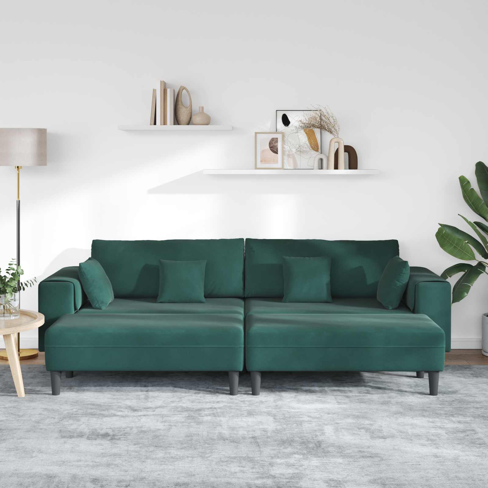 Thumbnail - vidaXL Sofa mit Kissen 3 pcs Dunkelgrün Samt