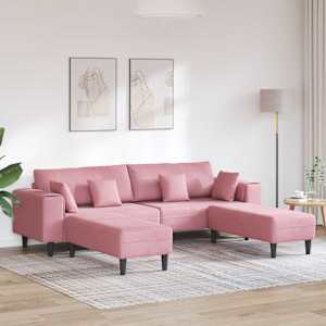 Kavč 3 pcs Roza 250 x 188 x 76 cm Žamet