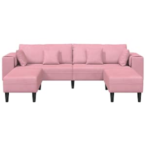 Pohovka 3 pcs Růžová 250 x 188 x 76 cm samet - obrázek 4