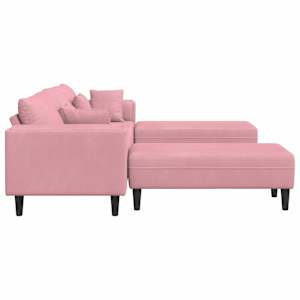 Pohovka 3 pcs Růžová 250 x 188 x 76 cm samet - obrázek 5