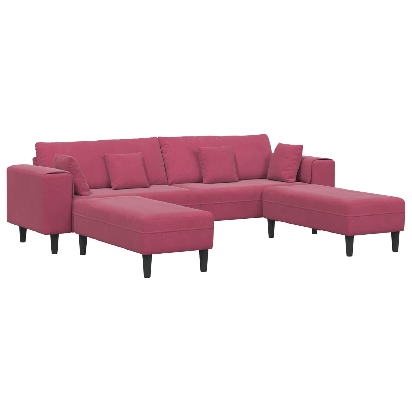 vidaXL Sofa mit Kissen 3 pcs Weinrot Samt