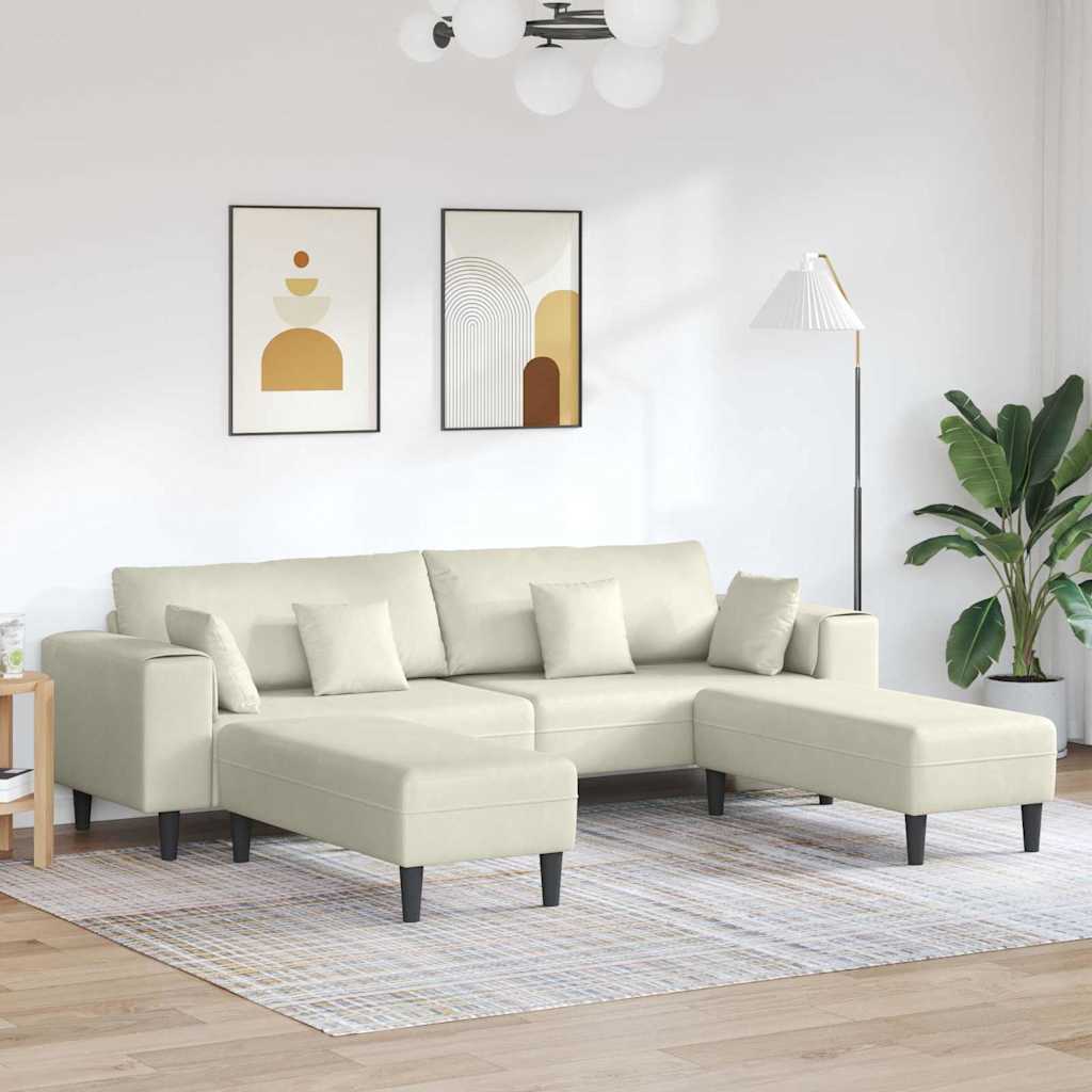 Sametdiivan padjaga padjaga 3 pcs Kreemjas 208 cm Samet