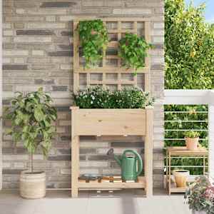 Vrtni lonček s polico Bež 71 x 38 x 152 cm Trdna smreka