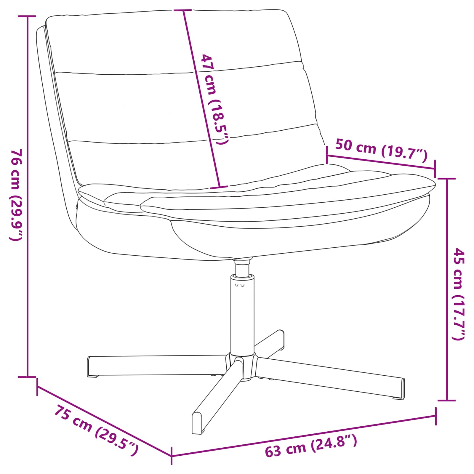 Pöörlev tool Pruun 63 x 75 x 76 cm Särav PU 7 Kõik vajalik sinu aeda ja koju! Pöörlev tool Pruun 63 x 75 x 76 cm Särav PU - Image 7