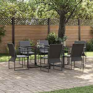 Komplet za jedilnico v vrtu 7 pcs Črna Jeklo