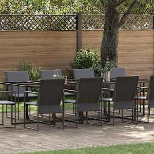 Komplet za jedilnico v vrtu 11 pcs Črna Jeklo