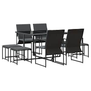 Zahradní jídelní souprava 9 pcs Černá Ocel - obrázek 2