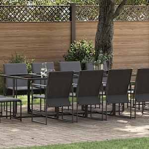 Komplet za jedilnico v vrtu 13 pcs Črna Jeklo