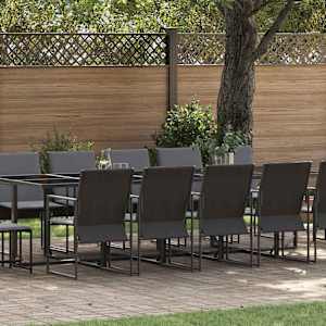 Komplet za jedilnico v vrtu 15 pcs Črna Jeklo