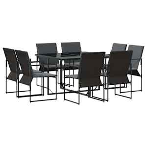 Zahradní jídelní souprava 9 pcs Černá Ocel - obrázek 2