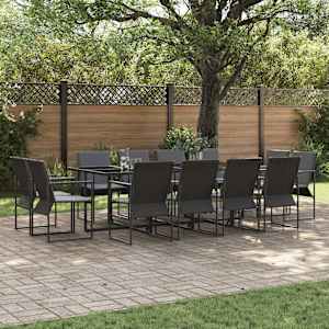 Komplet za jedilnico v vrtu 13 pcs Črna Jeklo