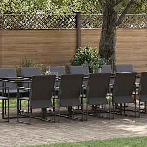 Komplet za jedilnico v vrtu 17 pcs Črna Jeklo