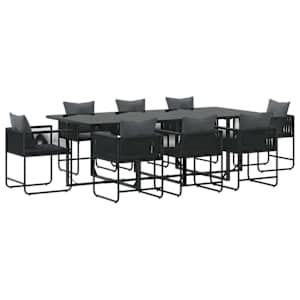 Zahradní jídelní souprava 9 pcs Černá Ocel - obrázek 2