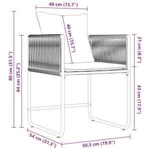 Zahradní jídelní souprava 9 pcs Černá Ocel - obrázek 11