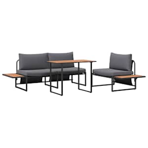Zahradní jídelní souprava 3 pcs Antracit Ocel - obrázek 2