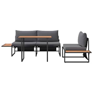 Zahradní jídelní souprava 3 pcs Antracit Ocel - obrázek 5