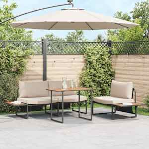 Komplet za jedilnico v vrtu 3 pcs Taupe Jeklo