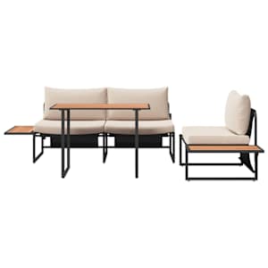 Zahradní jídelní souprava 3 pcs Taupe Ocel - obrázek 8