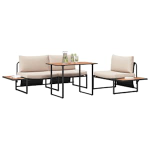 Zahradní jídelní souprava 3 pcs Taupe Ocel - obrázek 3