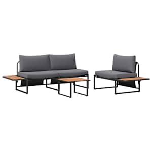 Zahradní jídelní souprava 3 pcs Antracit Ocel - obrázek 2