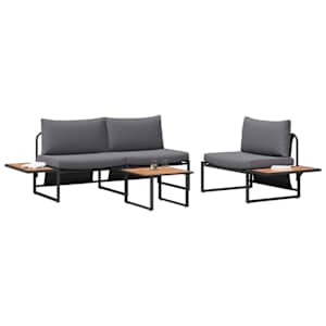 Zahradní jídelní souprava 3 pcs Antracit Ocel - obrázek 3