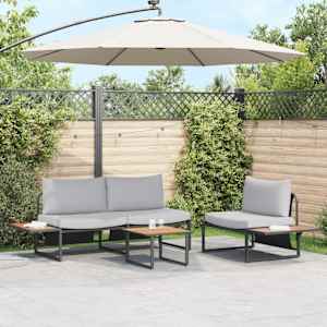 Komplet za jedilnico v vrtu 3 pcs Svetlo siva Jeklo