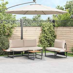 Zahradní jídelní souprava 3 pcs Taupe Ocel - obrázek 1