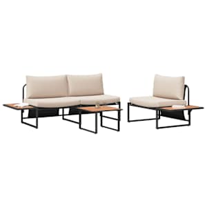 Zahradní jídelní souprava 3 pcs Taupe Ocel - obrázek 3