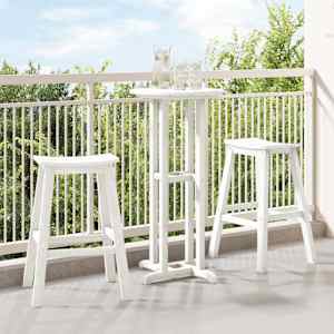 Set barskih stolov za vrt 3 pcs Bela HDPE