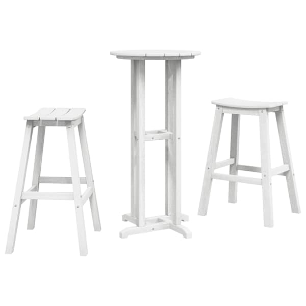 vidaXL Aia baarikomplekt 3 tk Valge HDPE