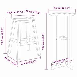 Zahradní barová souprava 3 pcs Bílá HDPE - obrázek 12