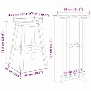 Zahradní barová souprava 3 pcs Černá HDPE - obrázek 12