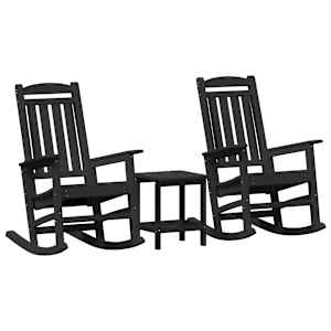 Houpací křeslo 3 pcs Černá Polyethylen - obrázek 2