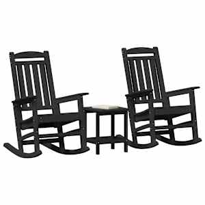 Houpací křeslo 3 pcs Černá Polyethylen - obrázek 3