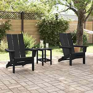 Zahradní křeslo 3 pcs Černá 80,5 x 74,5 x 92 cm Polyethylen - obrázek 4