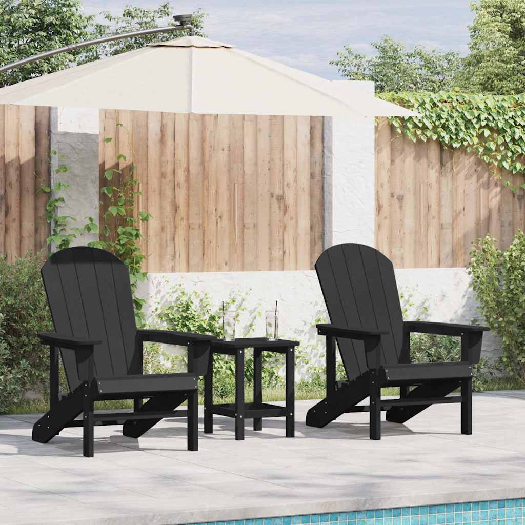 Adirondack столове 2 бр Черно 74x82x90 см HDPE