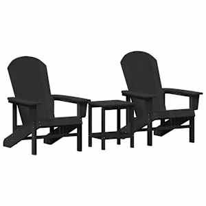 Zahradní křeslo 3 pcs Černá Polyethylen - obrázek 2