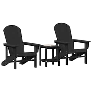 Zahradní křeslo 3 pcs Černá Polyethylen - obrázek 3
