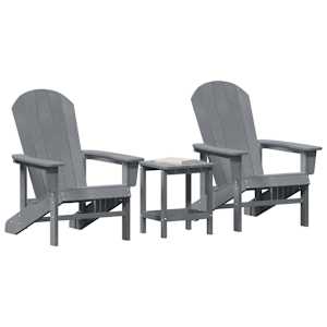 Zahradní křeslo 3 pcs Světle šedá Polyethylen - obrázek 3