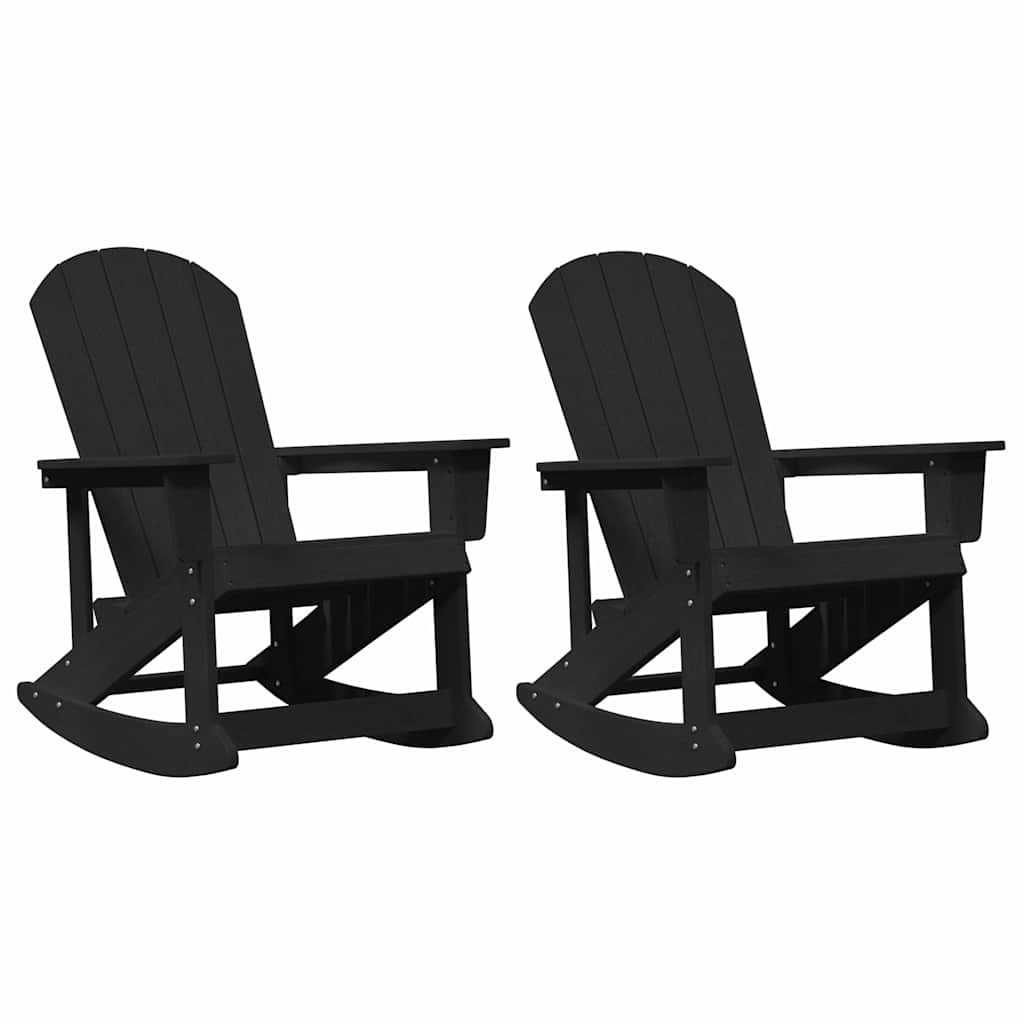 Adirondack rocking-tuolit 2 pcs Musta 73.5 x 92 x 90 cm HDPE