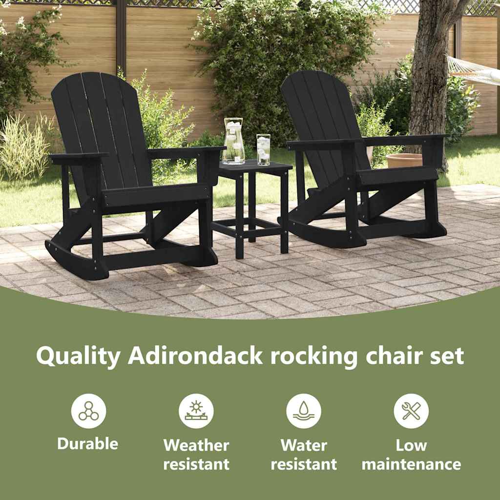 Tuin Lounge Set 3 pcs Zwart Medium 38 x 38 x 46 cm HDPE - Afbeelding 9