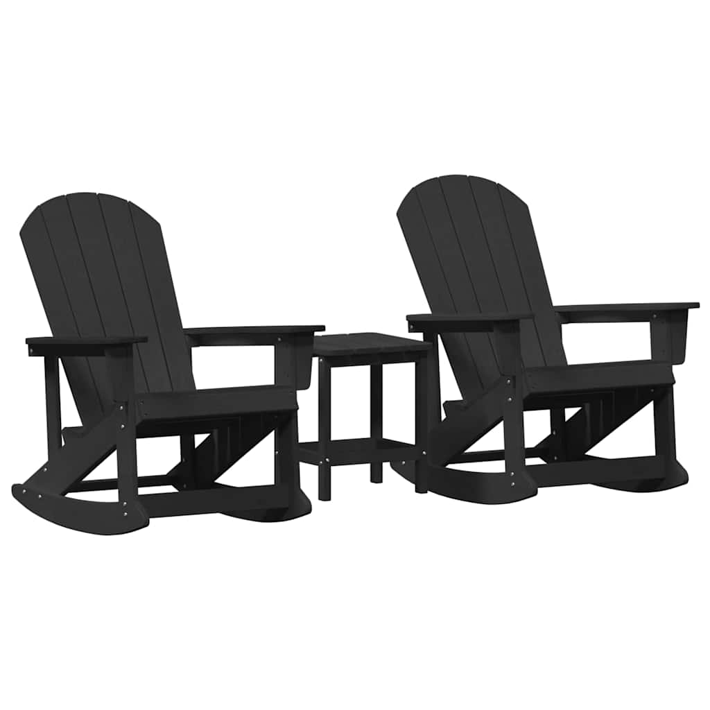 Pihan oleskeluryhmä 3 pcs Musta Keskikoko 38 x 38 x 46 cm HDPE