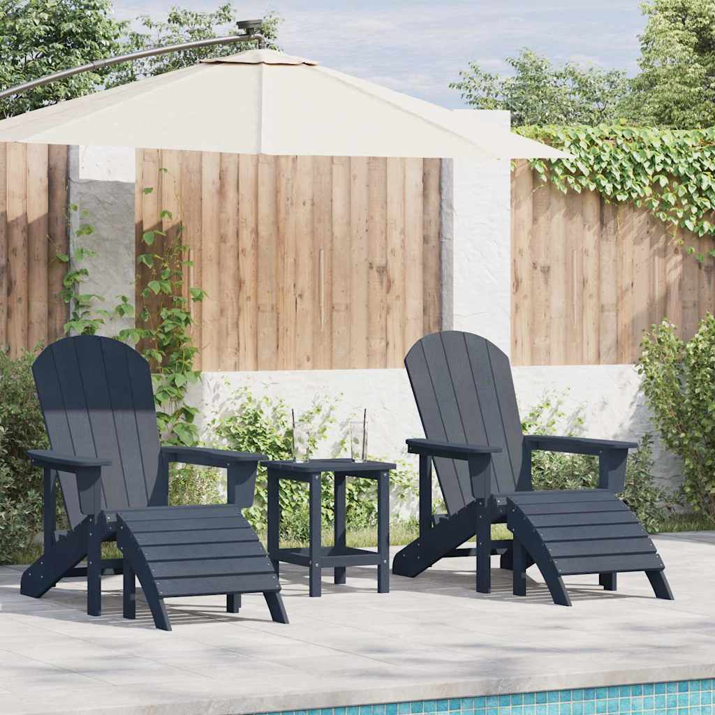 Adirondack столове с подложки 2 бр Нейви син HDPE